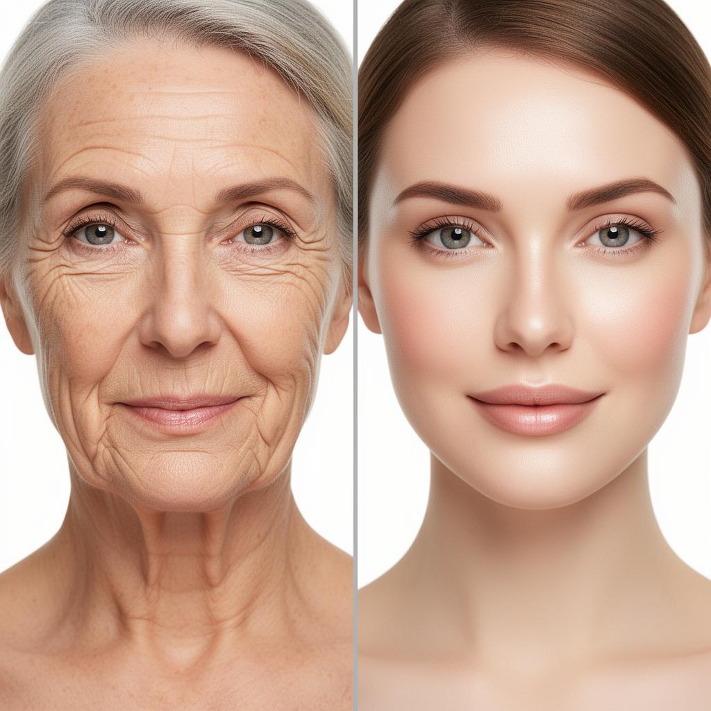 Before and after facial rejuvenation treatment