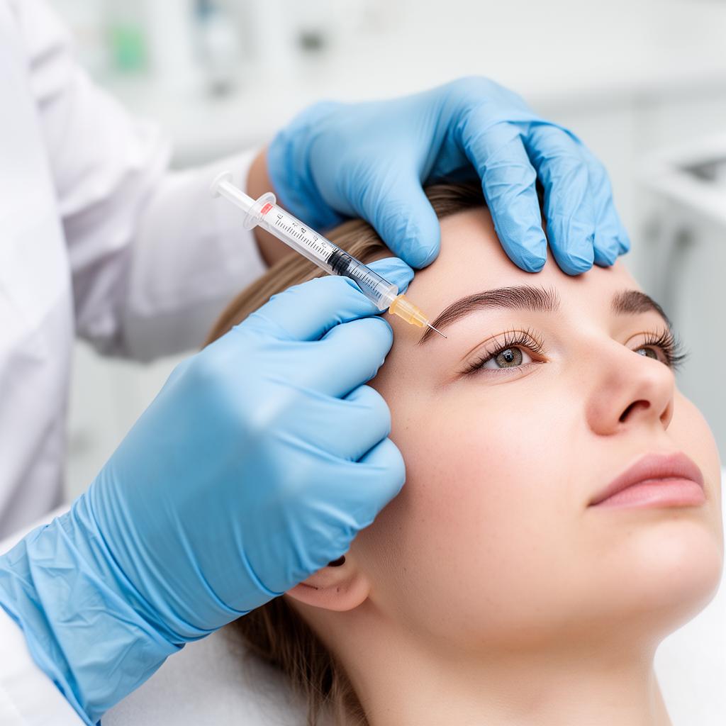 Botox neuromodulator treatment being administered